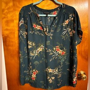 Banana republic tank blouse gorgeous print green flowers xl EUC